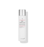 medicube Red Toner Plus 2.0 200ml in white bottle with silver cap featuring hypoallergenic skincare formula
