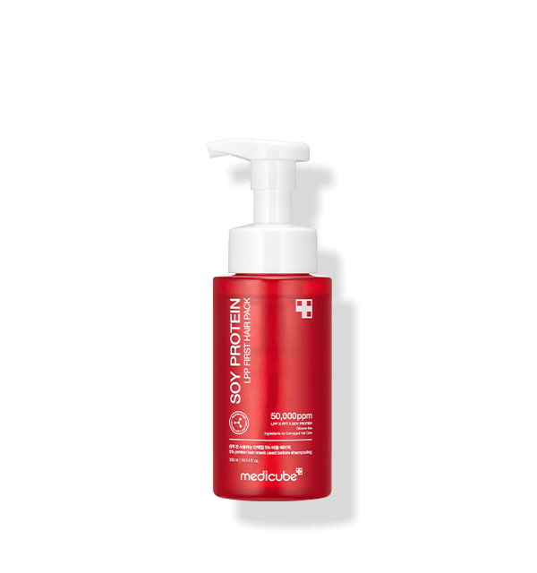 medicube Soy Protein Lpp First Hair Pack 300ml in red pump bottle for professional hair treatment care