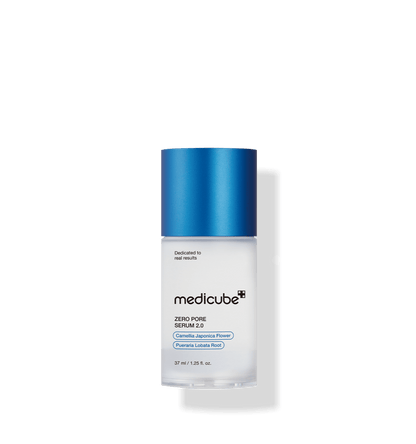 medicube Zero Pore Serum 2.0 37ml in white bottle with blue cap for effective pore-tightening treatment