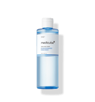 medicube Zero Pore Toner 250ml in transparent blue bottle offering deep hydration and pore care benefits