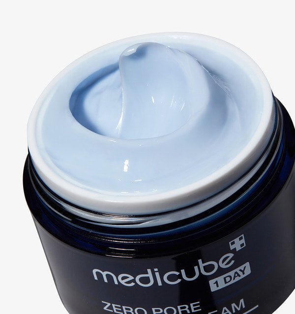 medicube Zero Pore One Day Cream 50ml in dark blue jar with light blue cream for pore tightening care