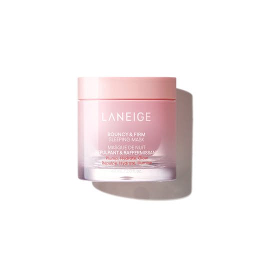 LANEIGE Bouncy & Firm Face Sleeping Mask 60ml in pink jar focused on wrinkle reduction and firming benefits