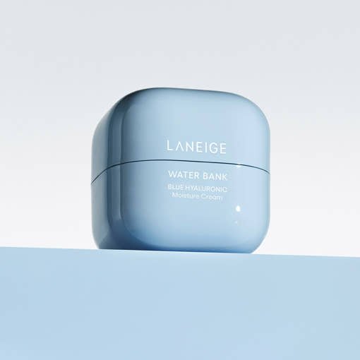 LANEIGE Water Bank Blue Hyaluronic Cream Moisturizer 20ml in light blue container with moisture lock for hydrated skin