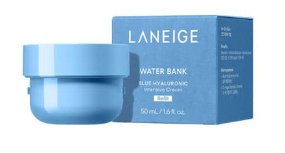 LANEIGE Water Bank Blue Hyaluronic Intensive Cream (Refill) 50ml in blue jar and box for barrier strengthening hydration