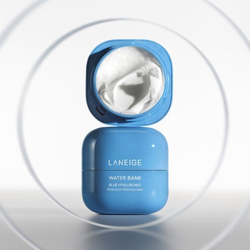LANEIGE Water Bank Blue Hyaluronic Intensive Cream 20ml in blue jar with rich, creamy texture for deep hydration