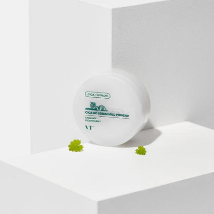 VT Cica No Sebum Mild Powder 5g in white container with green text, highlighting oil control benefits
