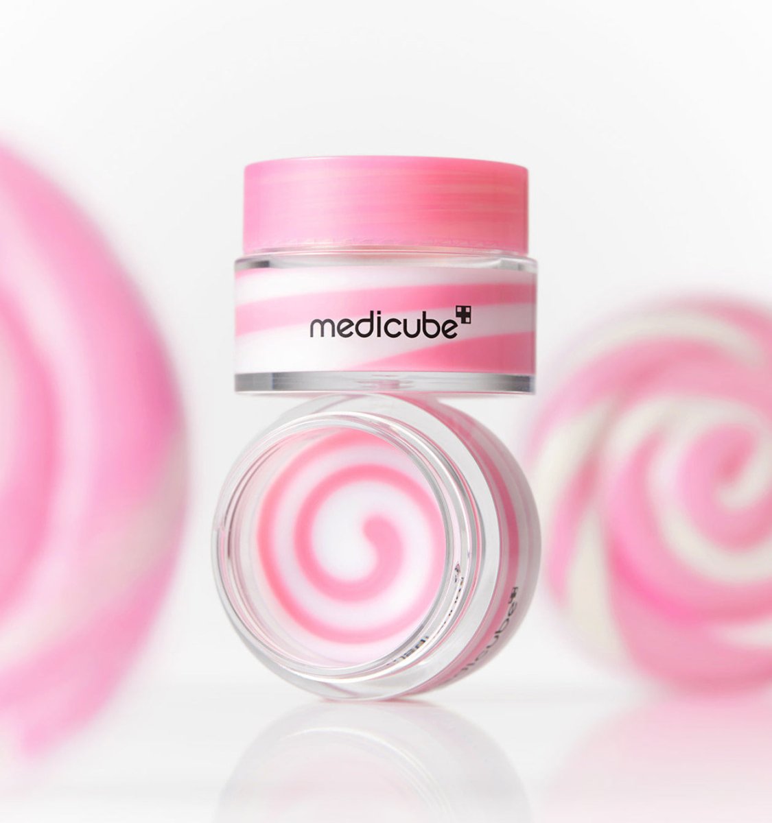 medicube PDRN Lip Sleeping Mask 10ml with swirled pink and white cream for intense hydration boost