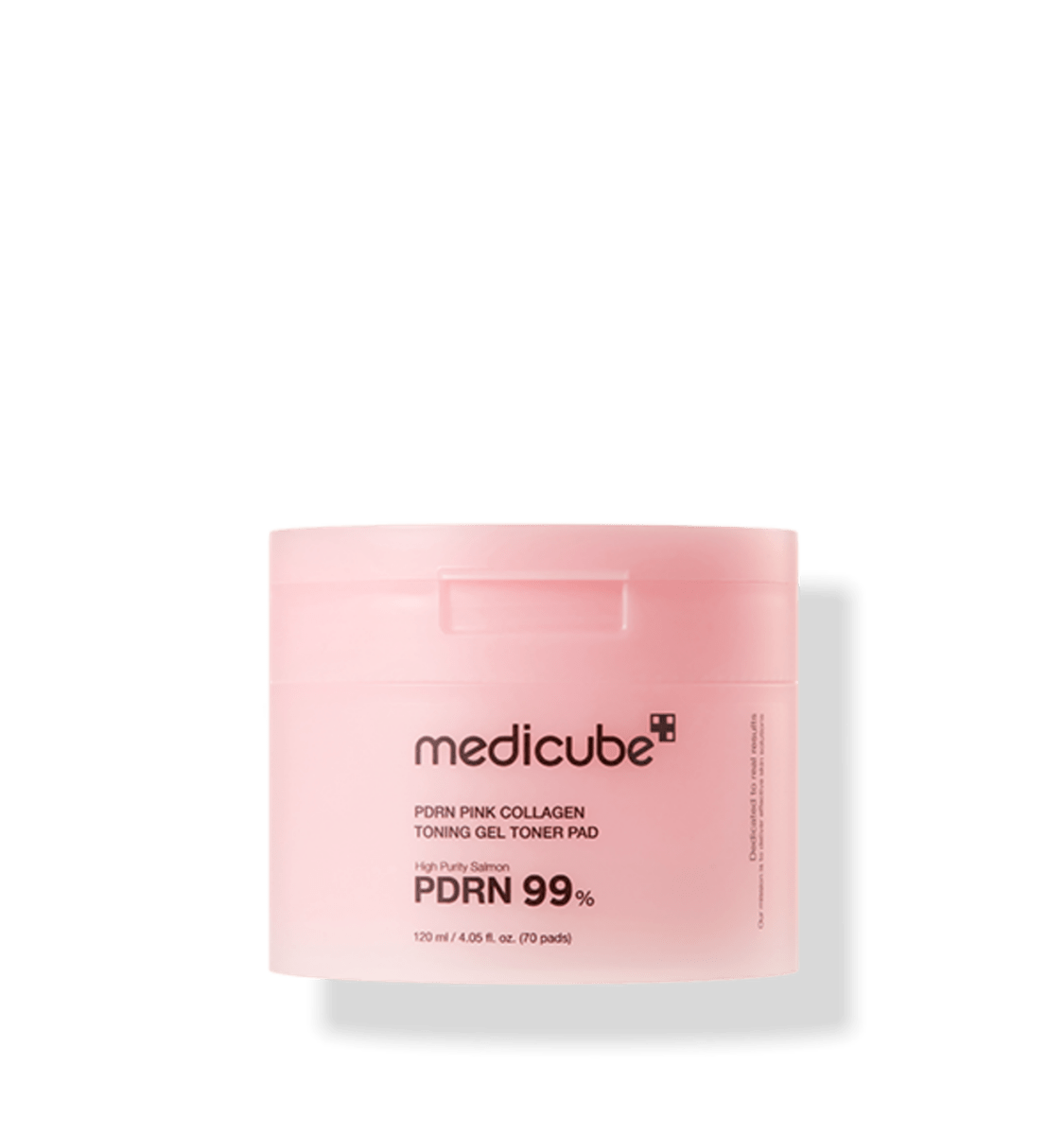 medicube PDRN Pink Collagen Gel Toner Pad 120ml/70pads in pink jar with natural renewal skin benefits
