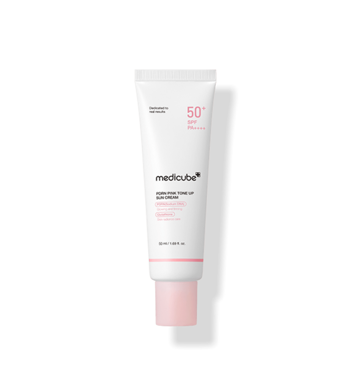 medicube PDRN Pink Tone Up Sun Cream 50ml in white tube with pink cap and high SPF 50+ PA++++ protection