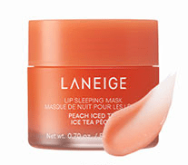 LANEIGE Lip Sleeping Mask EX 20ml #Peach Iced Tea jar with peach-toned balm emphasizing dead skin removal benefits