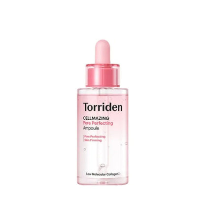 Torriden Cellmazing Pore Perfecting Ampoule 30ml in clear pink bottle for deep hydration and skin firming