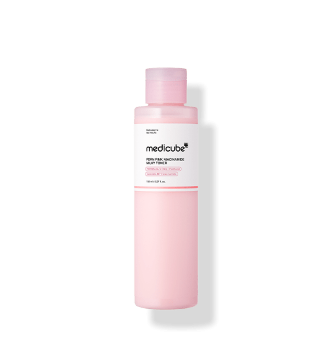 medicube PDRN Pink Niacinamide Milky Toner 150ml in pastel pink bottle for enhanced hydration and skin soothing