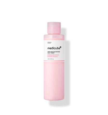 medicube PDRN Pink Niacinamide Milky Toner 150ml in soft pink bottle offering enhanced hydration benefits
