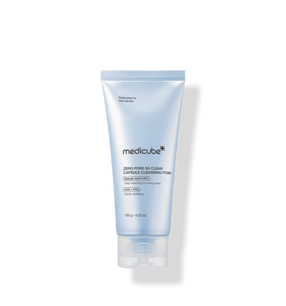 medicube Zero Pore Capsule Cleansing Foam 120g white tube with deep cleansing formula for gentle exfoliation and pore care