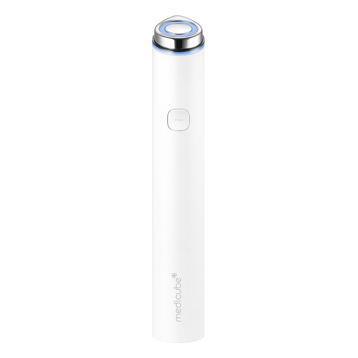medicube AGE-R Booster Pro "MINI" #White sleek device with silver top ring and blue LED for enhanced absorption care