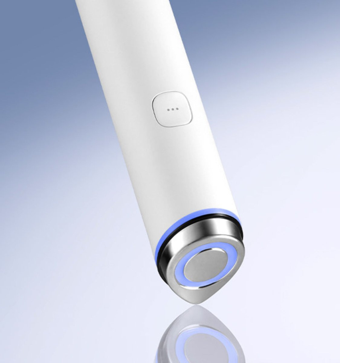 medicube AGE-R Booster Pro "MINI" #White handheld device with sleek design and blue light ring for improved absorption benefits