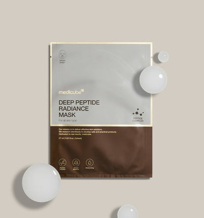 medicube Deep Peptide Radiance Mask 27g X 5ea in sleek packaging with boosted hydration benefits for all skin types