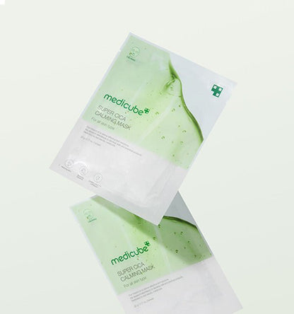 medicube Super Cica Calming Mask 22g X 5ea in green and white packaging with deep soothing formula for sensitive skin care