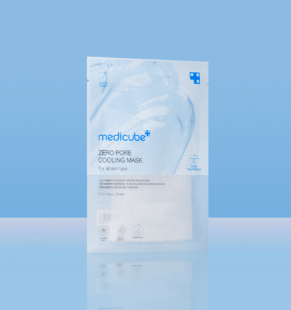 medicube Zero Pore Cooling Mask 27g X 5ea in clean packaging highlighting pore tightening and soothing effects