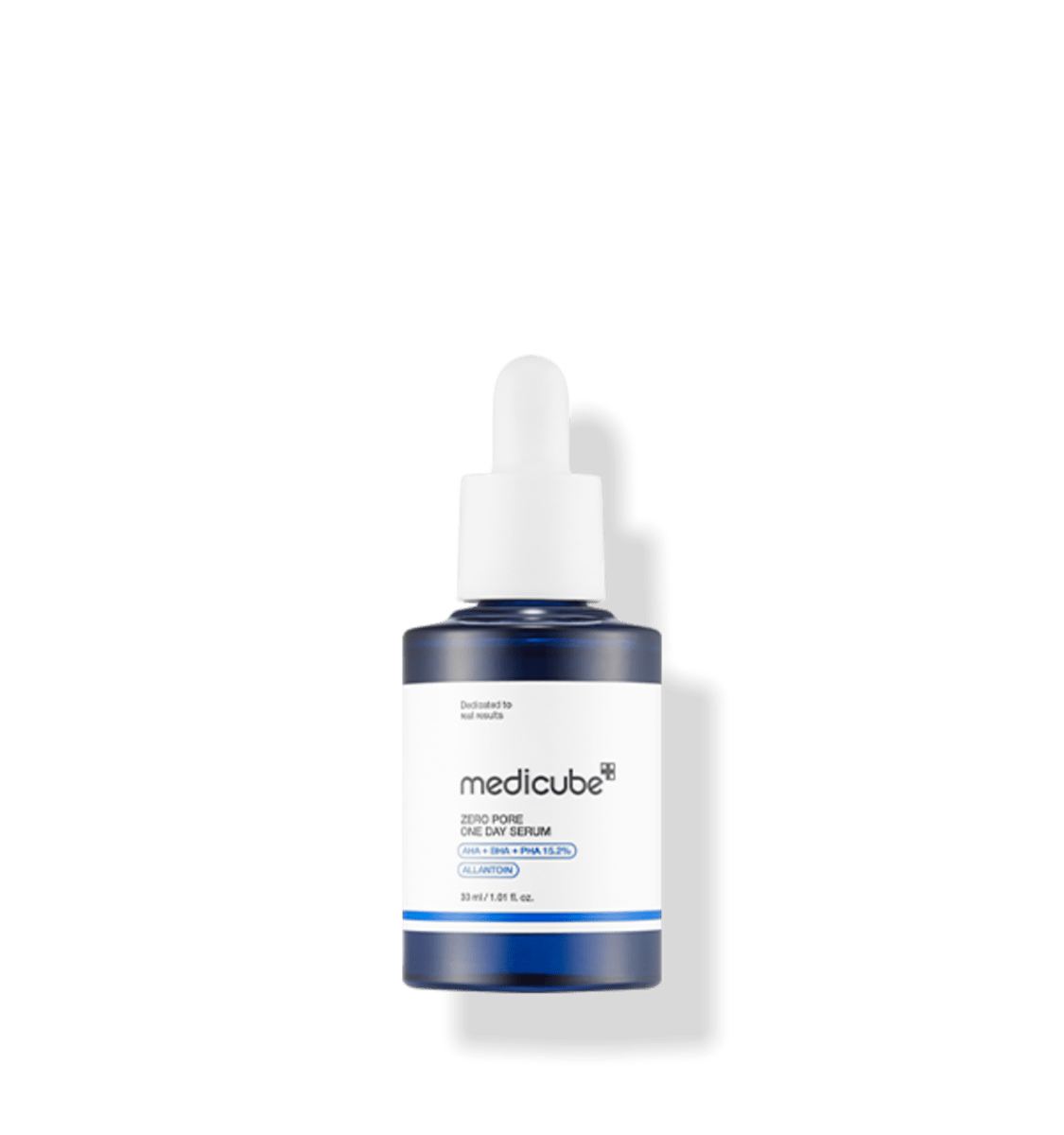 medicube Zero Pore One Day Serum 30ml in blue bottle with white dropper for effective pore tightening care