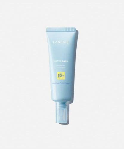 LANEIGE Water Bank UV Barrier Sunscreen SPF50+ PA++++ 50ml in light blue tube with UV protection formula