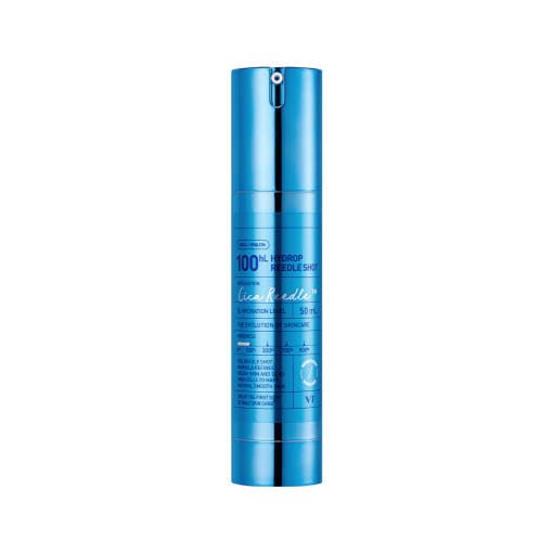 VT Hydrop Reedle Shot 100hL 50ml in blue metallic bottle designed for intense moisture boost skincare care