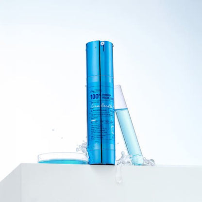 VT Hydrop Reedle Shot 100hL 50ml in blue bottle with moisture boost formula and clear liquid in test tube display