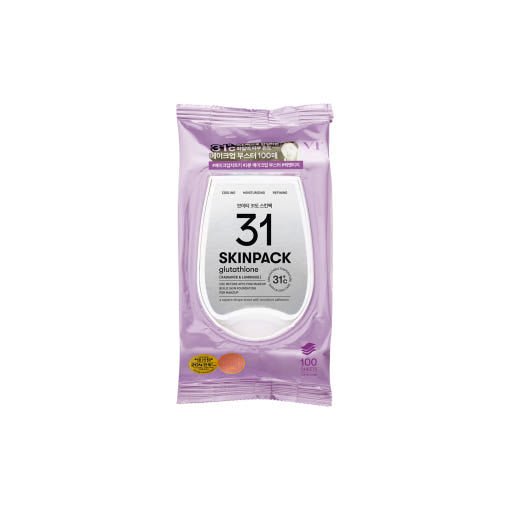 VT Luminous 31°C Skin Pack 210g/100ea in lavender packaging with brightening glutathione formula for radiant skin.