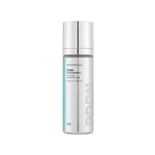 VT PDRN Glow Ampoule 100ml bottle with silver cap and sleek design offering revitalizing boost for radiant skin