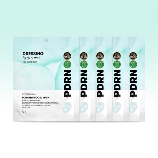 VT PDRN Hydrogel Mask Sheet 33g X 5ea in light blue and white packaging for deep hydration benefits