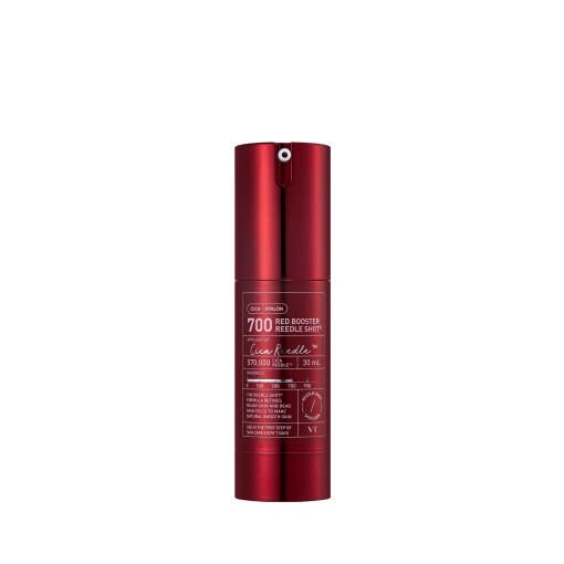 VT Red Booster Reedle Shot 700 30ml in sleek red pump bottle designed for intense care skincare benefits