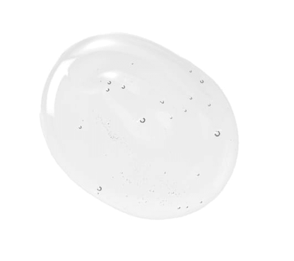 Clear gel texture with visible moisture droplets highlighting hydrating and smoothing benefits