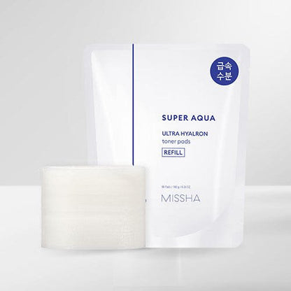 Refill pack of white toner pads with deep hydration benefits on a clean light background