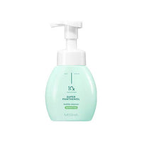 Light blue pump bottle of gentle bubble cleanser designed for sensitive skin with deep cleansing effects