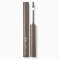 Opened taupe eyebrow mascara tube with slim brush applicator designed for defined brow styling
