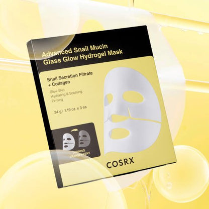 COSRX Advanced Snail Mucin Glass Glow Hydrogel Mask 34g X 3ea - Le Panda BEAUTÉ
