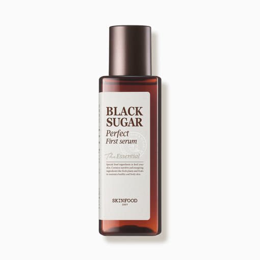 Brown translucent bottle of Black Sugar serum with minimalist white label highlighting deep hydration benefits