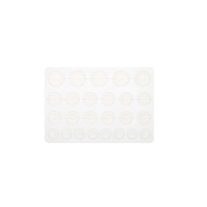 Three clear adhesive spot patches in ultra-thin sheets arranged in rows on a white background