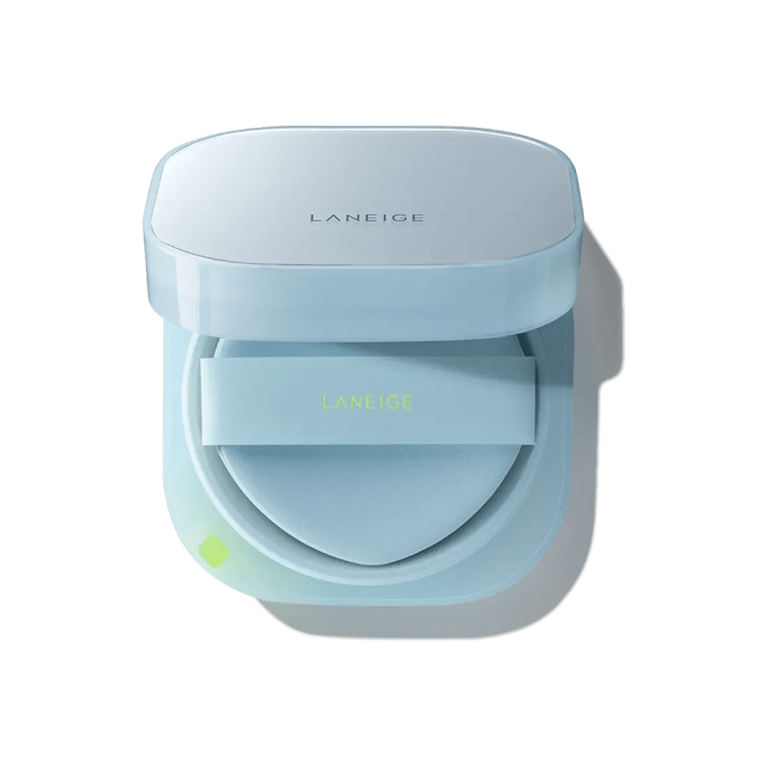LANEIGE Neo Cushion Mewy SPF42 PA++ 15g in sleek light blue compact offering natural coverage with cushion applicator