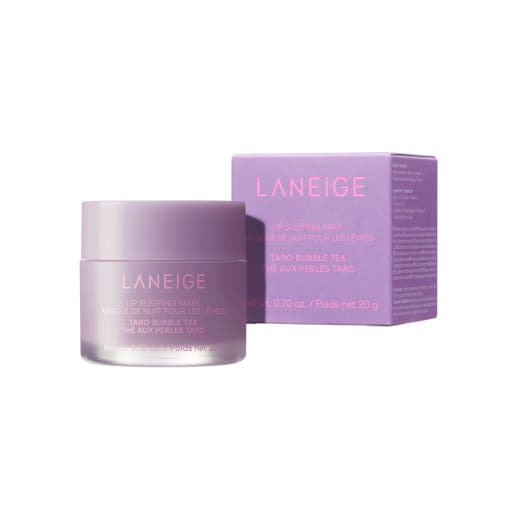 LANEIGE Lip Sleeping Mask EX 20ml #Taro Bubble Tea in lavender jar and box with moisture lock formula for soft lips