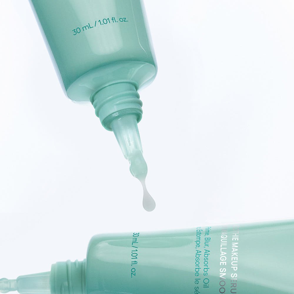 LANEIGE SMOOTHIE MAKEUP SERUM 30ml in pastel green tubes with matte finish and smooth serum texture on white background