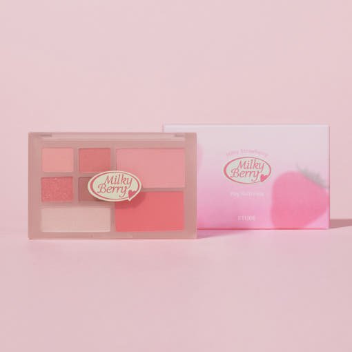 ETUDE Play Multi Eyes #Milky Berry 6.8g eyeshadow palette with soft berry-inspired hues in pink and coral tones