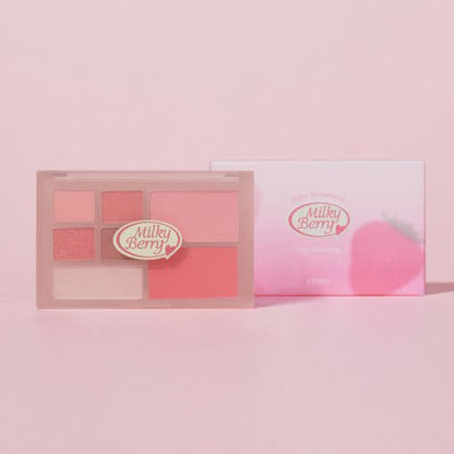ETUDE Play Multi Eyes #Milky Berry 6.8g eyeshadow palette with soft berry-inspired hues in pink and coral tones