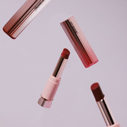 ETUDE Color Lasting Glow Stick 3.2g #Not Bad with sleek rose gold and pink gradient casing and deep warm shade exposed