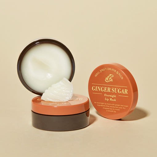ETUDE Ginger Sugar Overnight Lip Mask 23g in orange jar with creamy texture for intensive hydration benefits