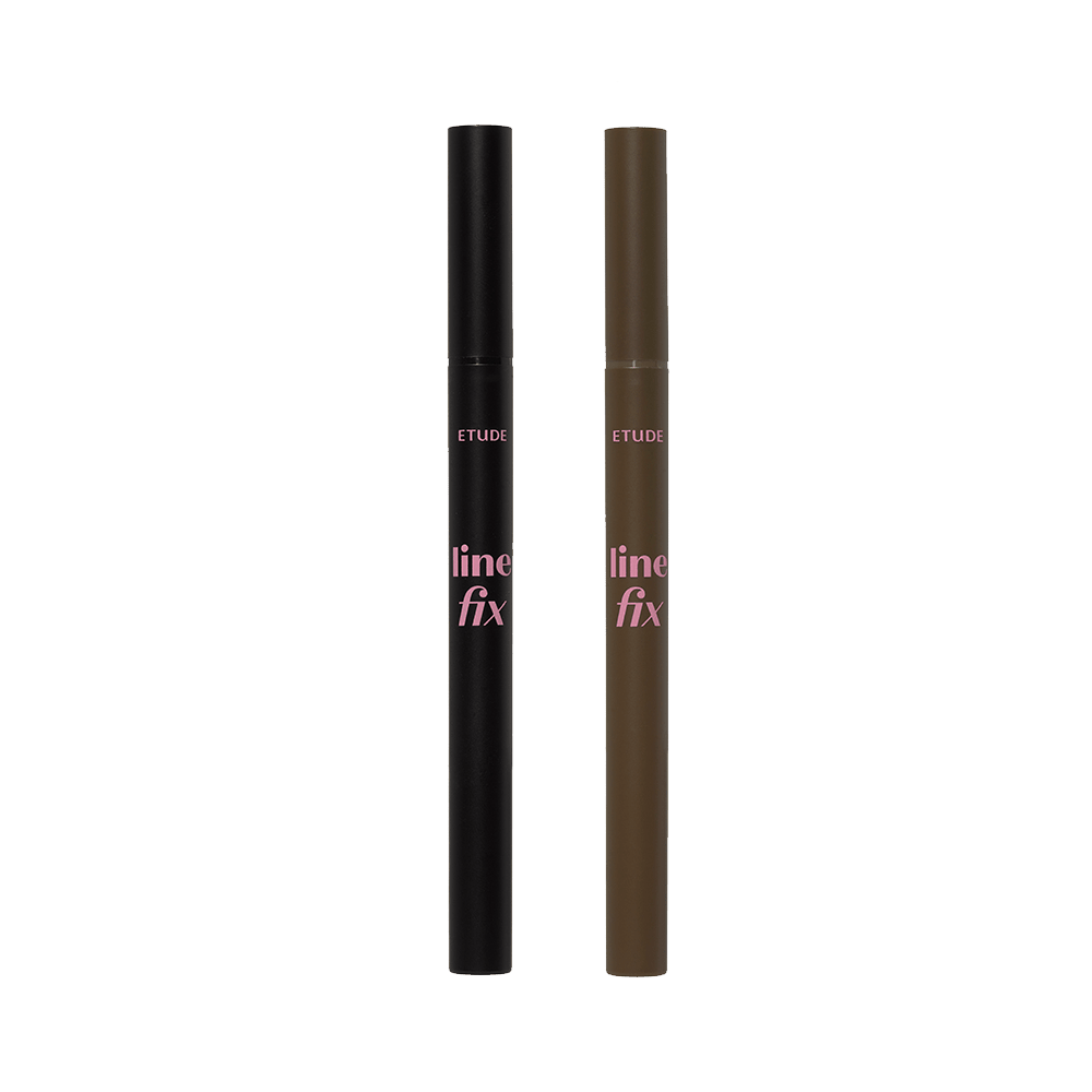 ETUDE Line Fix Brush Liner 0.5g in sleek black and brown tubes with long-lasting formula for precise lines