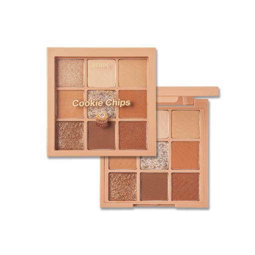 ETUDE Play Color Eyes 9-Color 7.2g #Cookie Chips with rich shades in warm neutral tones eyeshadow palette