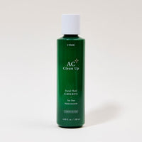 ETUDE AC Clean Up Facial Fluid 180ml in green bottle with hydrating formula and clean minimalist design on soft beige background