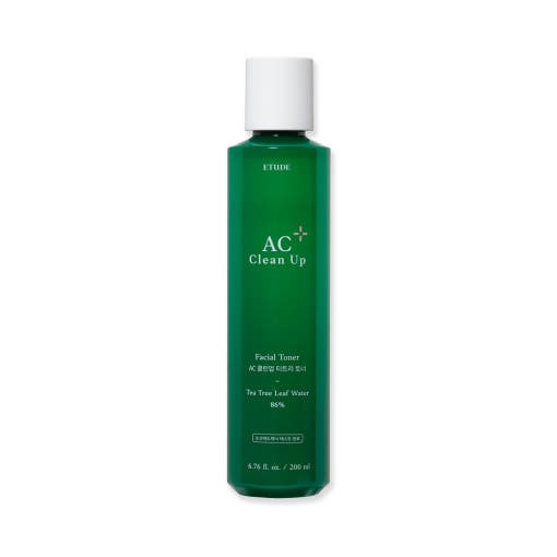 ETUDE AC Clean Up Facial Toner 200ml in green bottle designed to provide hydration boost for refreshed skin