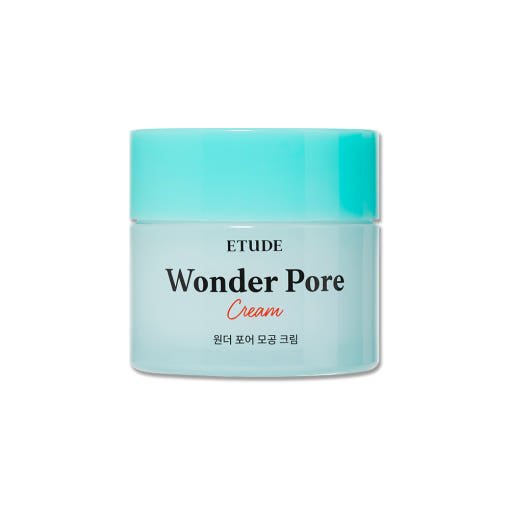 ETUDE Wonder Pore Cream 75ml in blue jar with oil control formula for refined skin texture and minimized pores